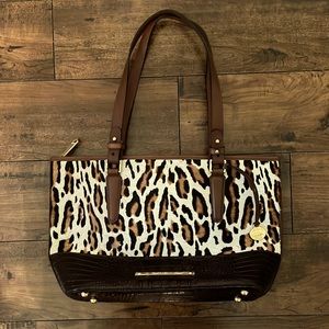 Brahmin Animal Hair Brown Leather Morrison Strap Shoulder Bag.